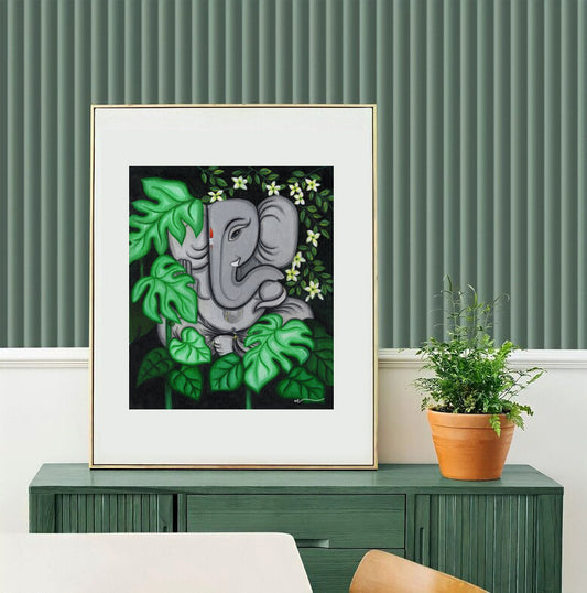 Ganesha acrylic , oil. watercolor painting for home decor. Frame-Ready print and painting available for sale.